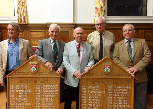 Peter Ingham, Colin Evans, Terry Elsworth, Richard Whiteley and Rodger Middleton at the Ashville College reunion.