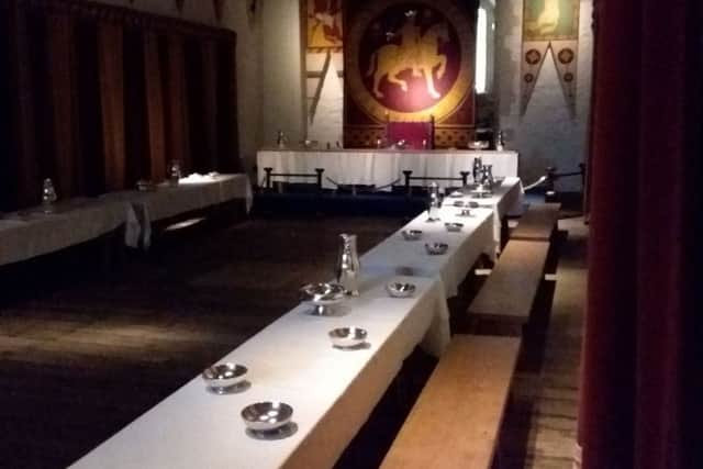 Medieval dining  basic boards and benches at Dover Castle. (Copyright  David Winpenny)