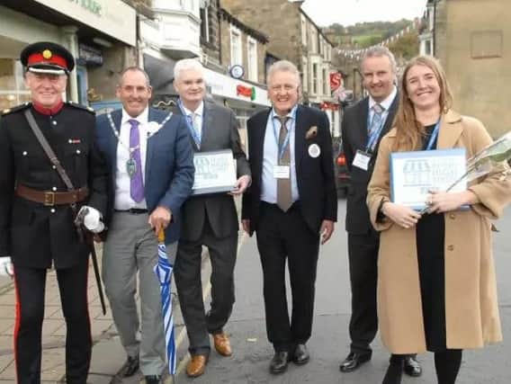 Nidderdale Chamber of Trade's Keith Tordoff welcomes the Great British High Street contest to Pateley Bridge.