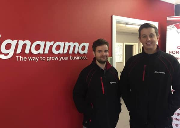 Marc Squires and Kevin Masheder, employees at Harrogate-based specialist signs and visual communications firm Signarama, have bought the Harrogate franchise.