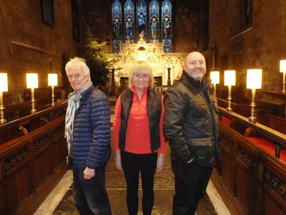 Inside historic St Johns Church in Knaresborough - Project manager Brian Robinson, Margaret Bridge PCC secretary and the Rev Garry Hinchcliffe. (1701094AM13) Picture by Adrian Murray.