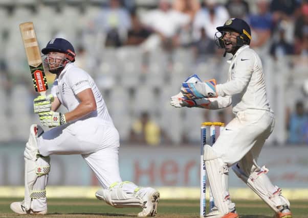 Jonny Bairstow, in action during the fourth Test match against India in Mumbai last month. Picture: AP Photo/Rafiq Maqbool.