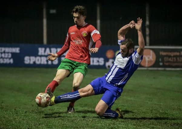 Action from Tuesday evening's NCEL League Cup clash between Harrogate Railway and Glasshoughton. Picture: Caught Light Photography