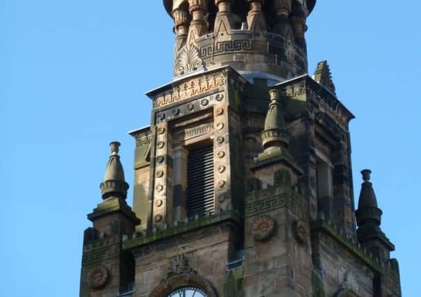 Detail of the tower of Greek Thomsons St Vincent Street Church in Glasgow. (Copyright -  David Winpenny)