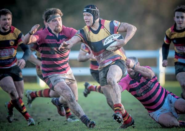Keane Naylor runs away from the Stourbridge defence. Picture: Caught Light Photography