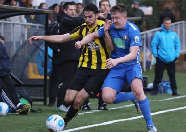 Action from Saturday's clash between Harrogate Town and Gainsborough Trinity. Picture: Town Pix