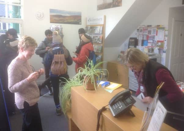 The very busy Nidderdale Plus office on Station Square, Pateley Bridge.