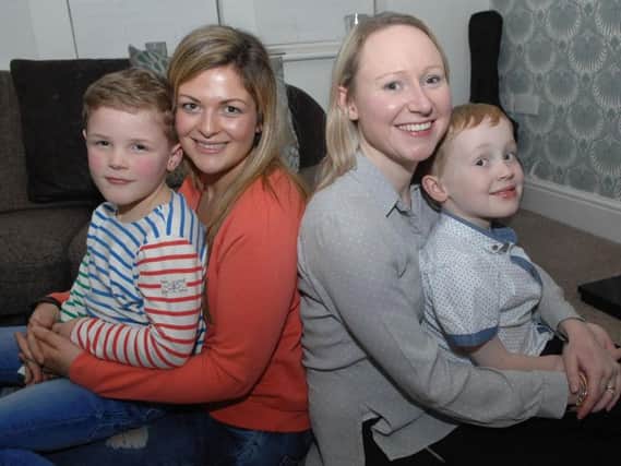 L-R: Lydia Spence with her son Oscar(6) and Isla Monks with her son Harry (6) Picture: Adrian Murray
