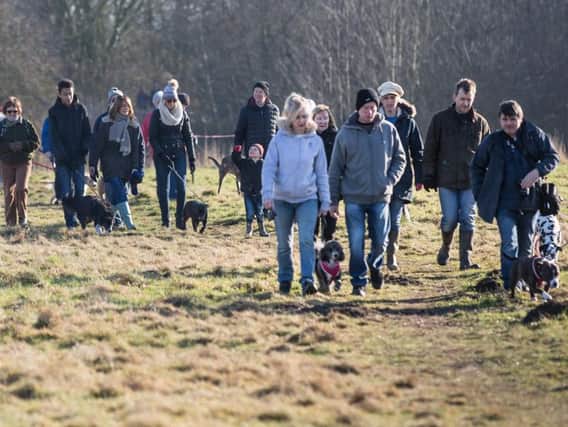 Harrogate protest - Some of the dog walkers on the Bilton-Ripley bridleway.