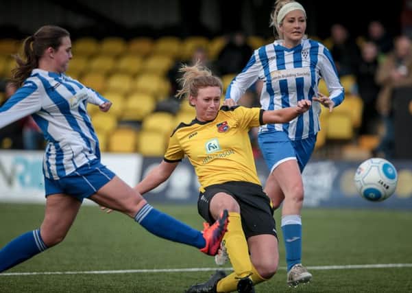 Harrogate Town Ladies on the attack during Sunday's victory over York RI. Picture: Caught Light Photography