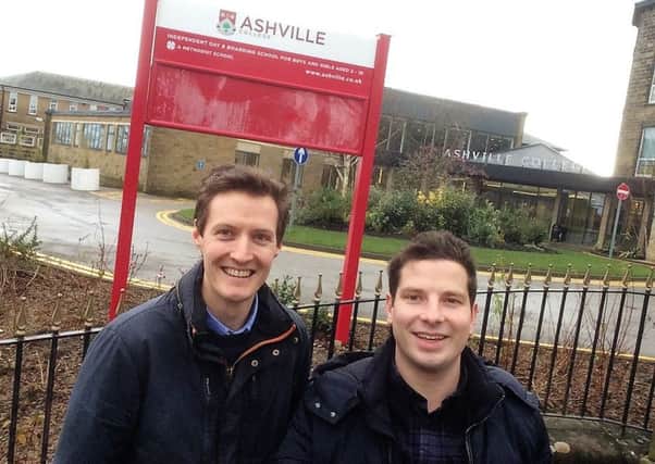 Adam Price, left, and John Payne outside Hope Churchs new venue at Ashville College