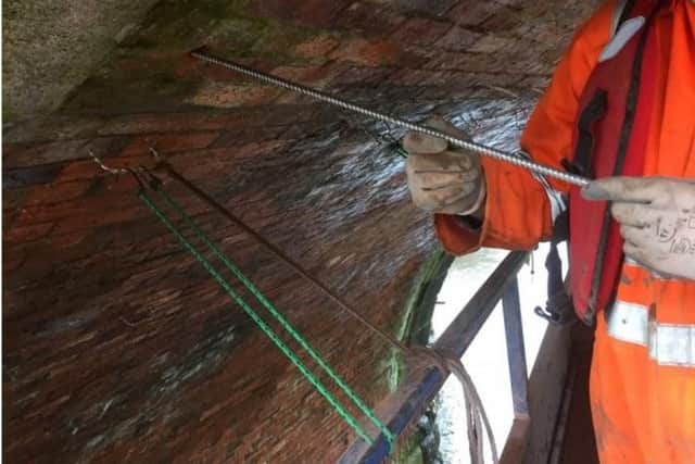 Engineers have been repairing cracks in the arches with metal 'stitching'. Picture: Leeds City Council