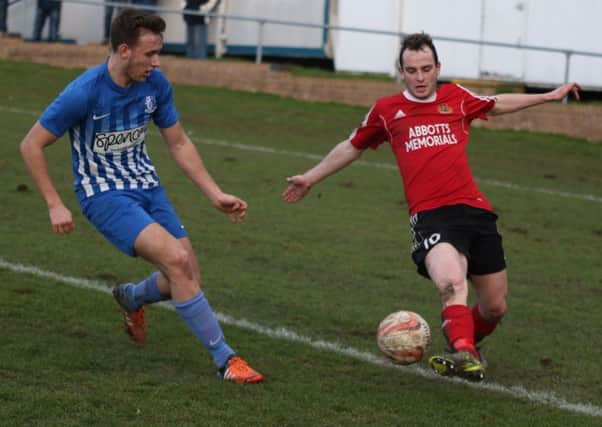 Knaresborough Town's Brad Walker in action at Hallam. Picture: Craig Dinsdale