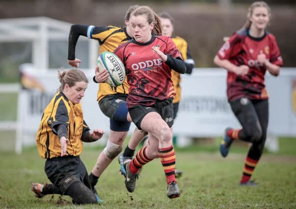 Harrogate RUFC Ladies thrashed Amber Valley in Sunday's National Junior Plate quarter-final clash. Pictures: Caught Light Photography