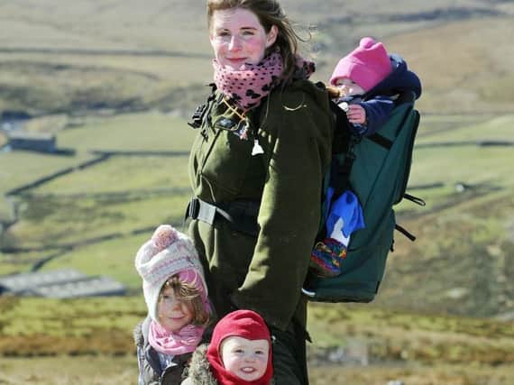 The Yorkshire Shepherdess Amanda Owen with part of her family.