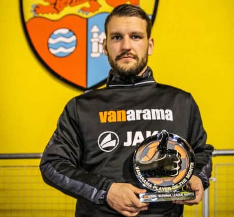 Simon Ainge with his Vanarama National League North Player of the Month award