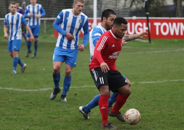 Seb Carole gets on the ball for Knaresborough Town during Saturday's home defeat to Eccleshill United. Picture: Craig Dinsdale