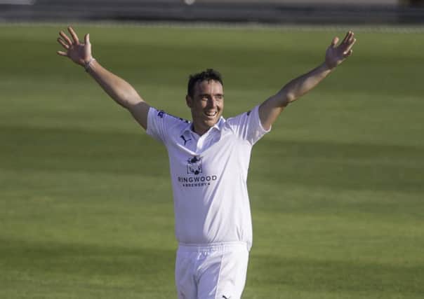 Hampshire's Kyle Abbott celebrates dismissing Yorkshire's Tim Bresnan for his fifth wicket in the innings. (Picture: SWPix.com)