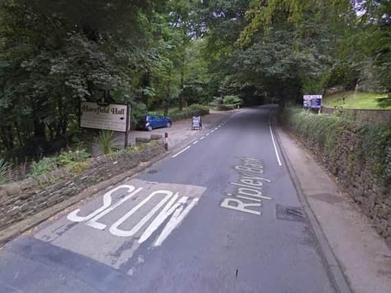 The crash happened on the B6265 road at the entrance to Harefield Hall. Picture: Google