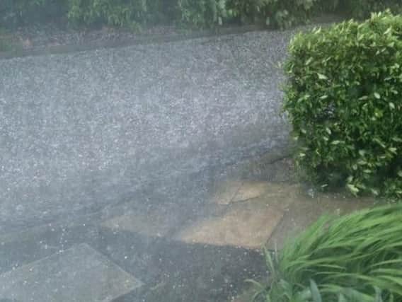 Heavy rainfall and hail stones in Crossgates, Leeds. Picture: @lynger2000