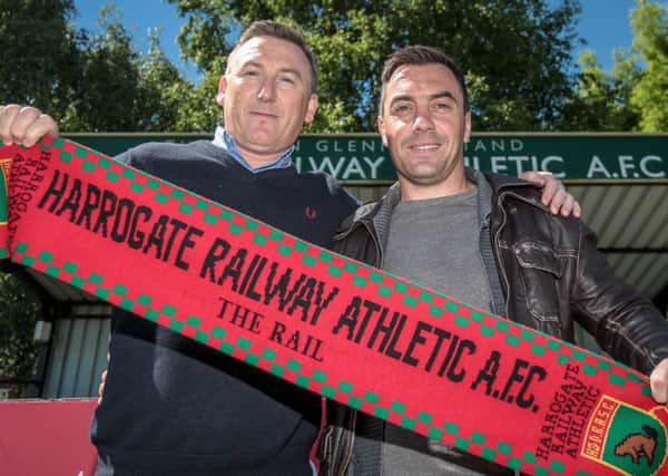Ray Green, left, and Liam Gray will form Harrogate Railway Athletics new management team. Picture: Caught Light Photography