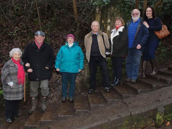 Coun Stuart Martin with the Ripon Lions on the Fairy Steps.