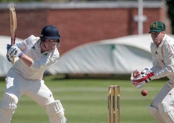 Harry Stothard sends one to the boundary on his way to a century against Clifton Alliance. Picture: Caught Light Photography