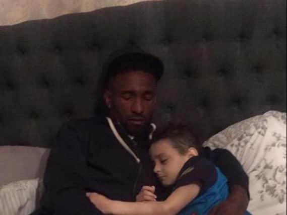 Jermain Defoe met his friend Bradley Lowery last night as the family say their little boy is finding it hard to breathe.