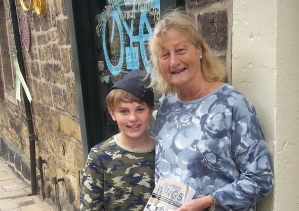 Historian Liz Dent with her grandson Matthew.