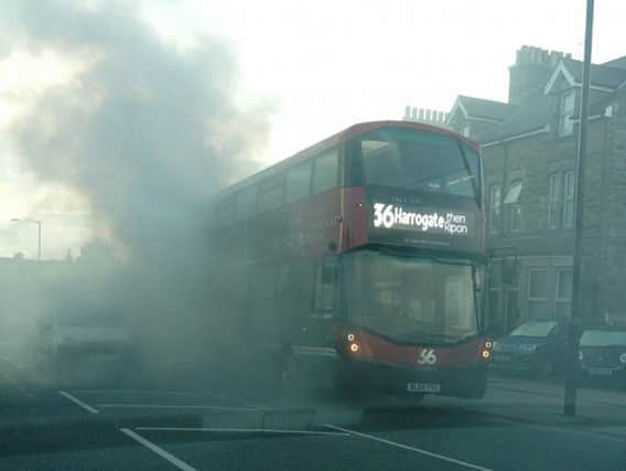 Smoke was seen billowing from the broken down bus. Picture: JamesTransportPage