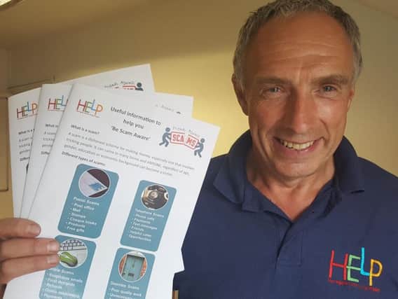 Harrogate Easier Living Project Help at Home support worker Brian Trickett, who with his colleague, Andy Storr, is busy delivering 200 15 minute Be Scam Aware sessions to the charity's clients around the district.
