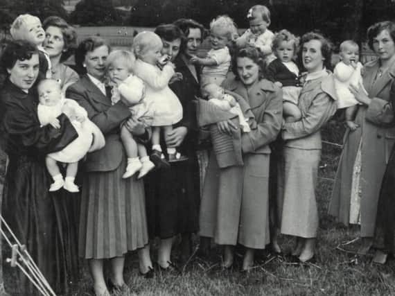 Nostalgia - Mothers line up for the baby competition in 1956 at Birstwith Show.