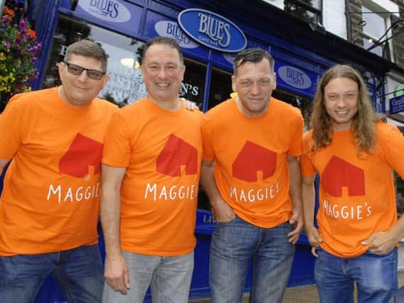 The four intrepid charity walkers outside Harrogates Blues Bar - Kevin Warburton, Iain Dunn, Chris Warburton and David Armstrong. (1708083AM1)