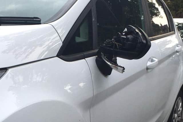 All eight vehicles have been left with damaged wing mirrors. Picture: David Simister