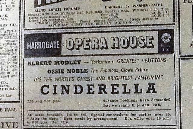 John Noakes' secret past in the panto - The advert in the Harrogate Advertiser of December 1960.