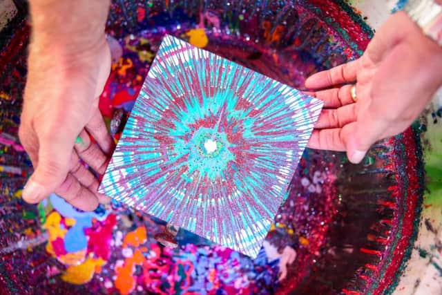 Colourful spin art for all at Staithes Festival of Arts and Heritage 2017. Saturday 9 September. w173502c Picture: Ceri Oakes