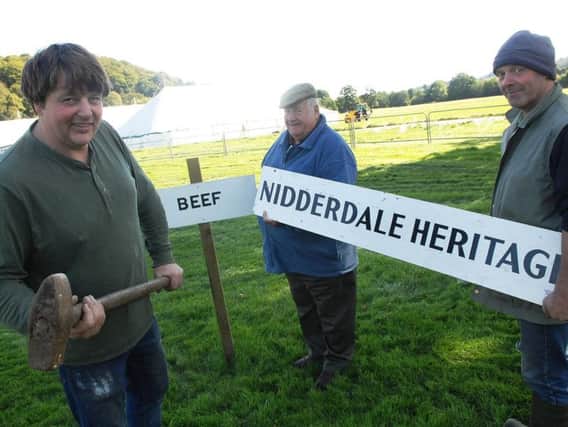 Chairman of the Nidderdale Agricultural Society Chris Prince prepare for the show with help from John Fort, and Derek Harker