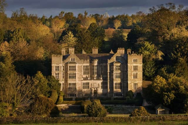 An autumn view of the exterior of Fountains Hall built between 1598 and 1611 which was partly built with stones from the ruins of Fountains Abbey, North Yorkshire.