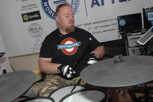 Drummer Matt Pargeter starting his attempt.