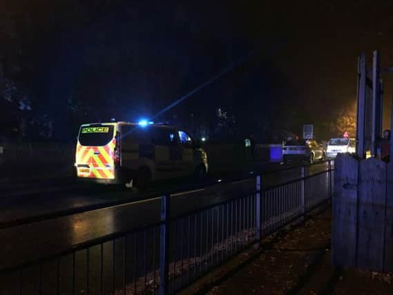 Police were seen dealing with the incident on the Skipton Road bridge over the railway line in Harrogate last night.
