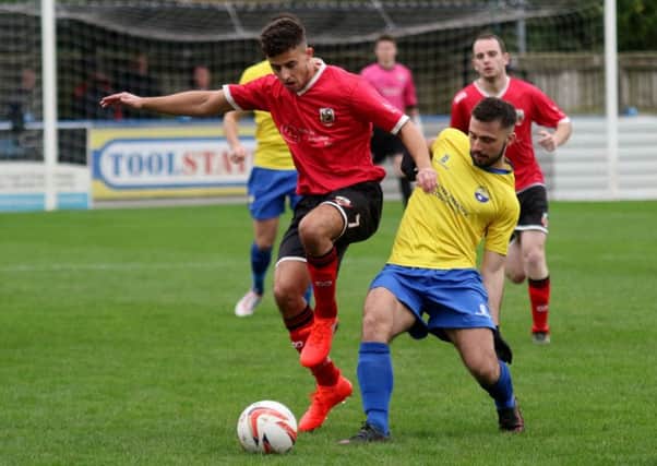 Ben Cohen opened the scoring for Knaresborough Town in their FA Vase success at Garforth Town. Picture: Craig Dinsdale