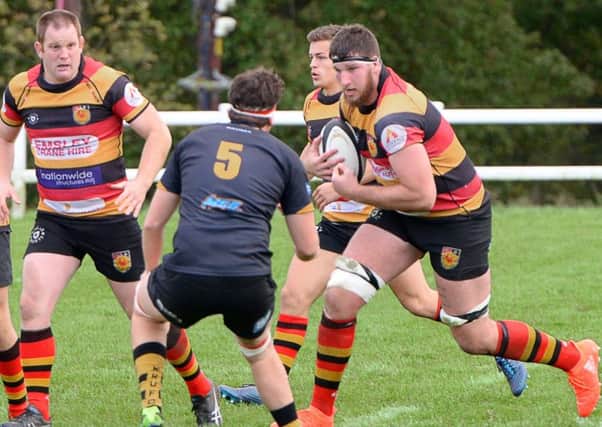 Sam Brady was in fine form on his 100th appearance for Harrogate RUFC, a comfortable home win over Rossendale. Picture: Richard Bown