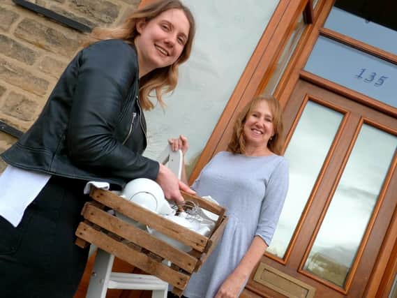 Mum-and-daughter Sue and Lizzie Warburton outside their popular cafe The Kitchen on Harlow Hill in Harrogate.