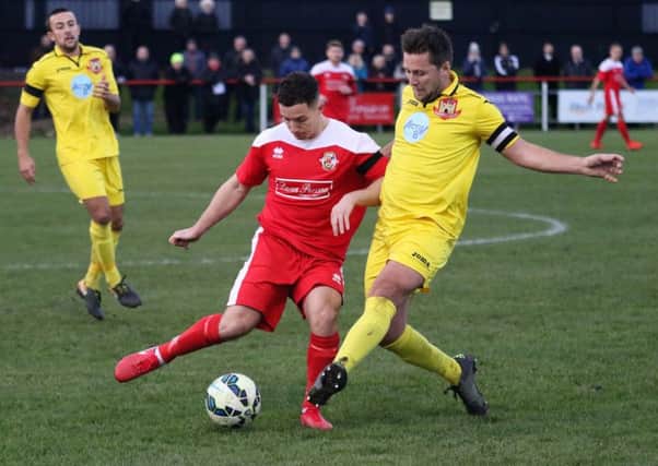 Action from Knaresborough Town's FA Vase defeat at North Shields. Picture: Craig Dinsdale