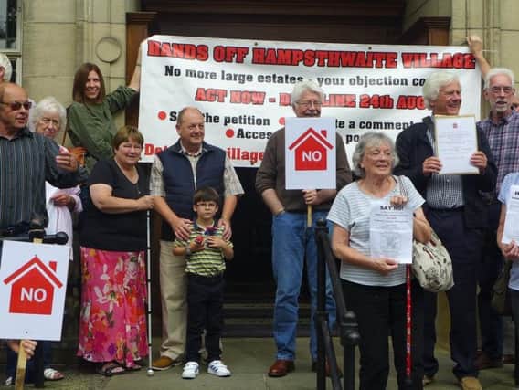 Campaigners from Hampsthwaite Action Group outside the offices of Harrogate Borough Council.
