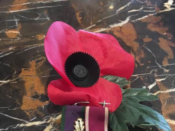 The pair of medals were discovered in a flower bed near Harrogate War Memorial
