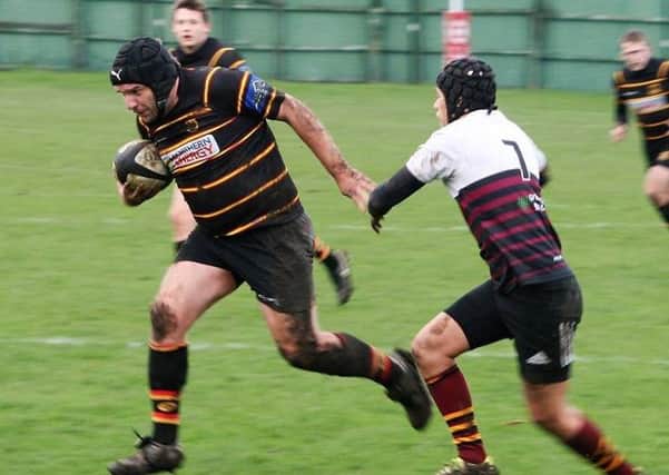 John Reah on the charge during Harrogate Pythons' home defeat to Leeds Medics & Dentists