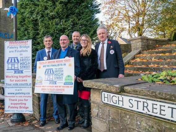 The leading members of Pateley Bridges brilliant Great British High Street competition bid team with Julian Smith, MP for Skipton and Ripon, pictured left.