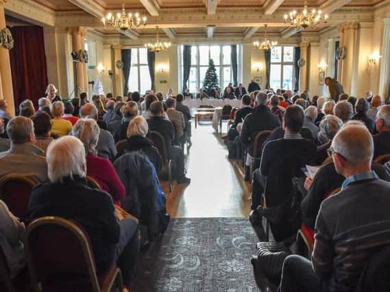 The crowd gathered at the Harrogate area committee meeting of North Yorkshire County Council at the Cairn Hotel. (Picture by Mike Whorley Photography)
