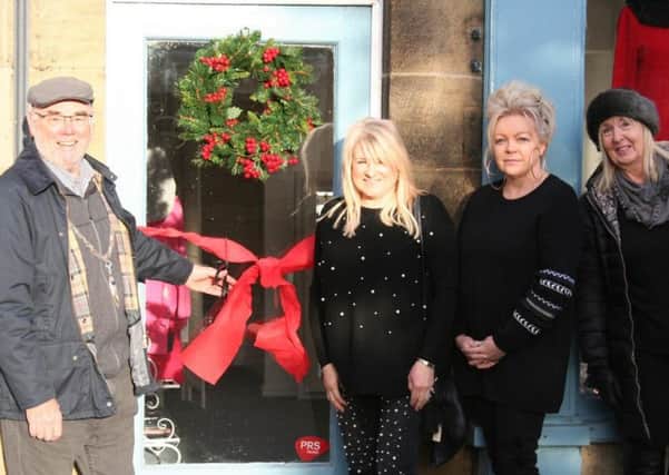 The official opening of Glad Rags Boutique with owner Hazel Burek, shop manager Karen Beckett and my wife Veronica.